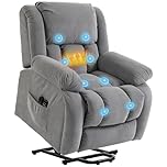 HOMCOM Recliner Armchair Lift Chair with Vibration Massage and Heat, Velvet-feel Fabric Electric Riser Recliner Chair for Elderly with Wide Seat, USB Port, Side Pockets for Living Room, Light Grey