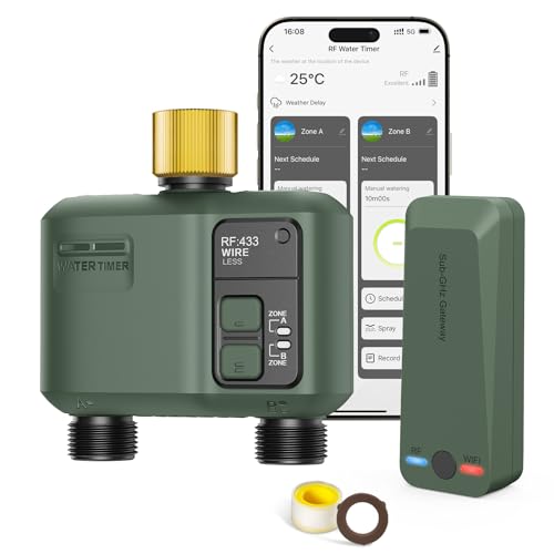 Shrivee WiFi Water Timer 2 Zone for Garden Hose, Brass Inlet