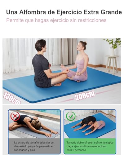 Miniatura 2 de Rytmat Esterilla Fitness Gruesa 200 130cm 15mm Gruesa Esterilla Yoga Antideslizante Nbr Colchoneta Gimnasia Grande Xxl Para Deporte Familiar