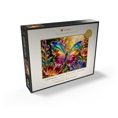 MyPuzzle Luminous Glass-Style Butterfly Garden - Rompecabezas Premium de 500 Piezas para Adultos miniatura 2