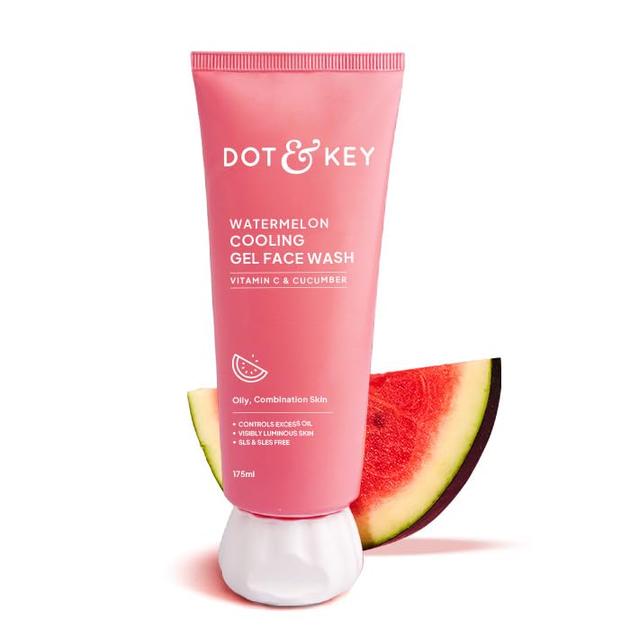 Image of Dot & Key Watermelon Cooling Gel Face Wash With Vitamin C & Cucumber | Face Wash For Glowing Skin|Oil Free |Removes Excess Oil & Dirt | For Combination & Oily Skin| For Women & Men|175Ml