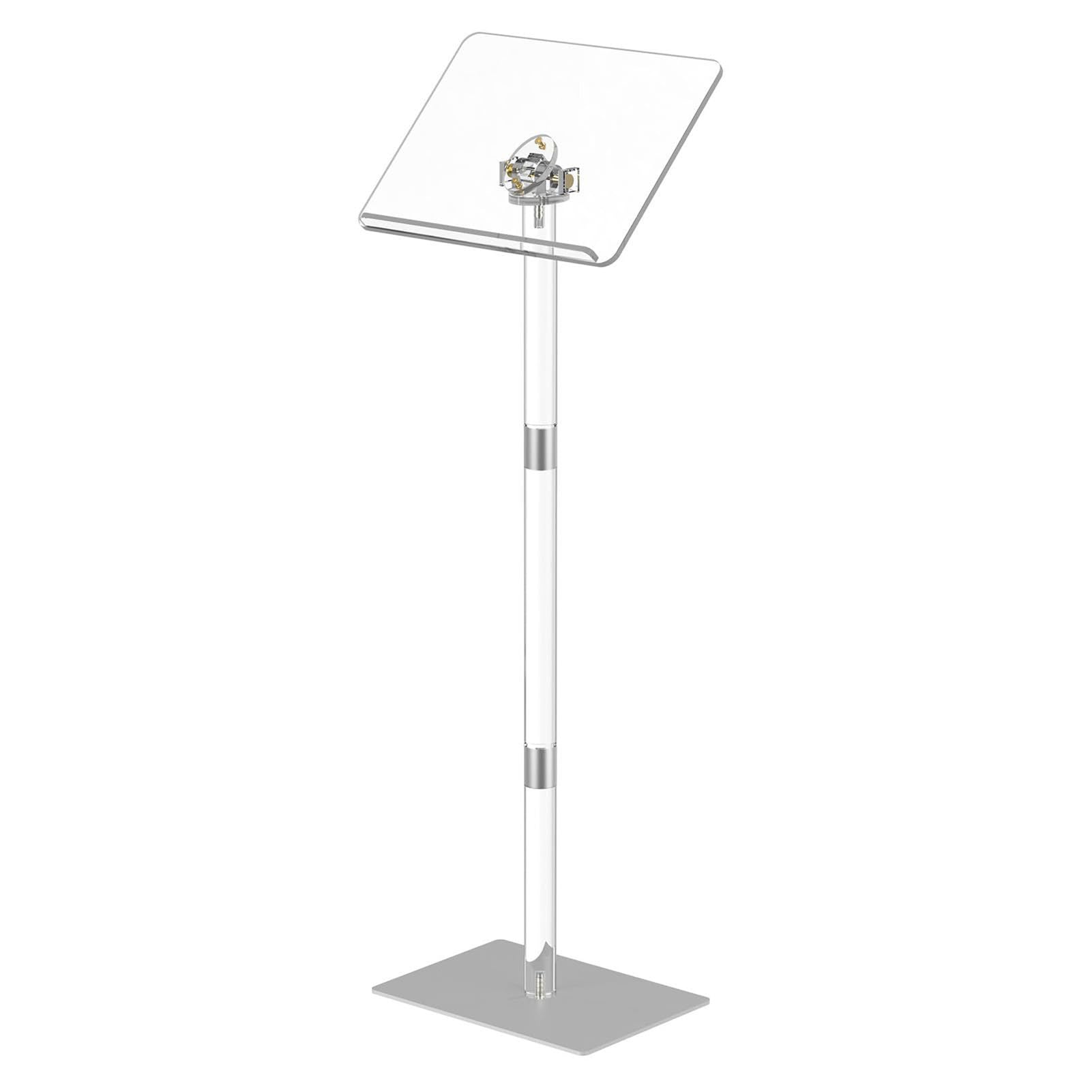 Atril de acrilico transparente con base de metal regulable