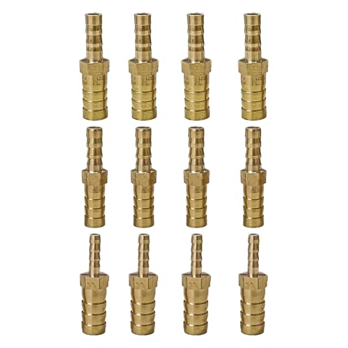 Image of Tabanzhe 12PCS Straight Brass Barb Hose Fitting Reducer-6mm to 4mm,8mm to 6mm,10mm to 6mm Straight Connector Coupler Reducers for Air,Fuel,Water Line Hose Pipe