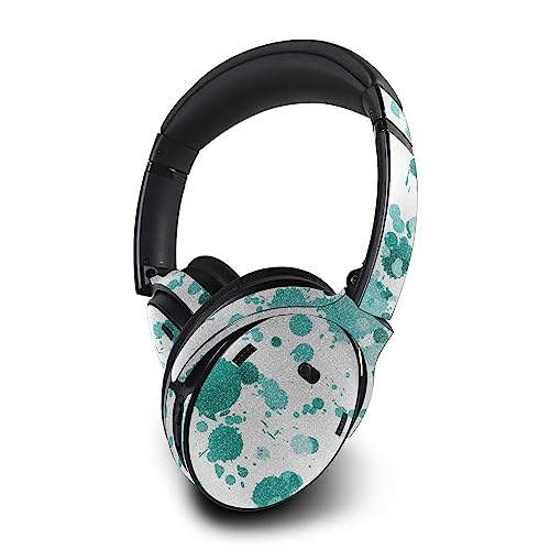 Image of MightySkins Glossy Glitter Skin Compatible with Bose QuietComfort 45 Headphones Teal Splatter | Protective, Durable High-Gloss Glitter Finish | Easy to Apply | Made in The USA