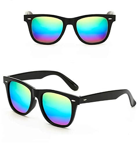 No Name Ltd Gafas de sol para hombre y mujer, estilo retro, cuadradas, con espejo, estilo vintage 2019 Ibiza Festival Arco iris metálico. Taille unique