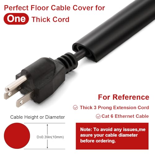 Image of Serplex PVC Cord Cover 6.6ft Self Adhesive Floor Cord Hider Wall Wire Holder Hider Cuttable Soft PVC Floor Cord Hider Flexible Wire Cover Reuseable Cord Cover Cord Guider