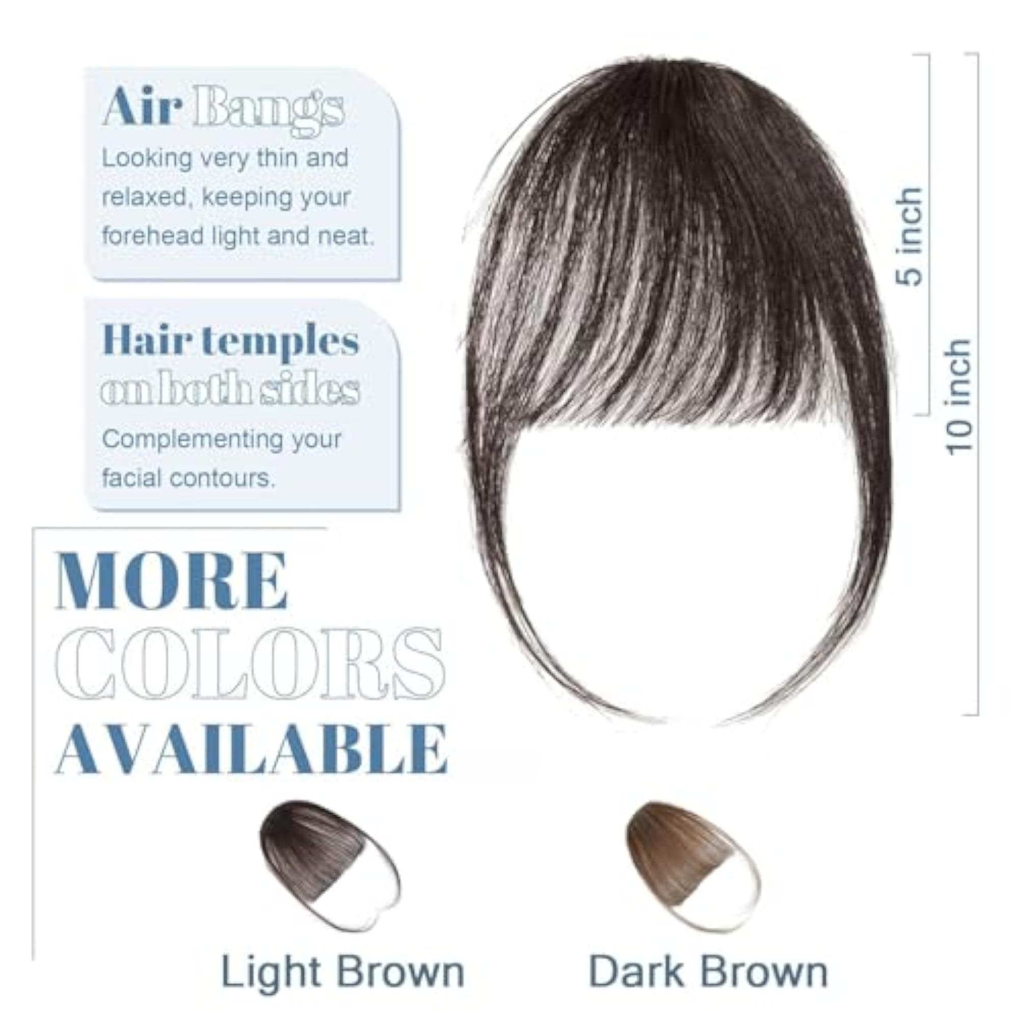 Natural Looking Wispy Bangs Hairpiece Clip, Black