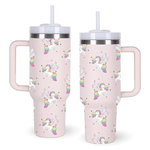 momocici 40oz Unicorn Tumbler with Handle Gifts for Women.Unicorn Lover Cups Tumbler Gifts for Women.40 oz Birthday Christmas Unicorn Cup Tumblers for unicorns lover.