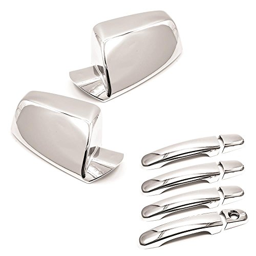 S SIZVER Chrome Top Half Mirror+Handle Covers Compatible with 2010-2017 Equinox+Terrain