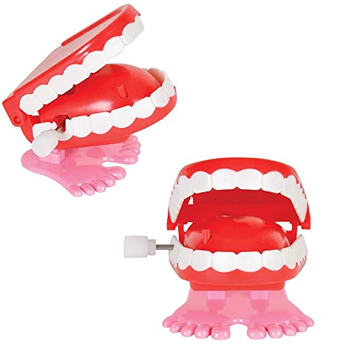 The Dreidel Company Wind Up Teeth Chomping & Chattering Teeth Toys for Kids Birthday Party Favors, Novelty and Gag Gifts, 1.75