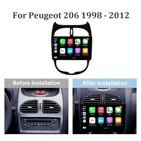 Radio Coche Navegación GPS 2 DIN Android Auto Peugeot 206 1G 32G 5