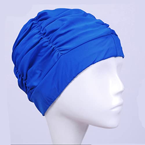 Fabric Swimming Cap Pleated Swimming Hat Women Swim Cap for Long Hair Elastic Turban Cancer Headwear Bathing Shower Cap for Swim Pool Beach Spa Travel Holiday - Image 2