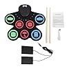 POENVFPO 7 Pads Electronic Drum Set, Portable Drum Pad Kit with Built in Speaker and Rechargeable Battery, Practice Set with Sticks and Pedals for Kids and Beginners #5