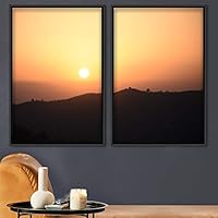 2 Piece Framed Canvas Wall Art Sunset in The Mountains Canvas Prints Home Artwork Decoration for Living Room,Bedroom - 16