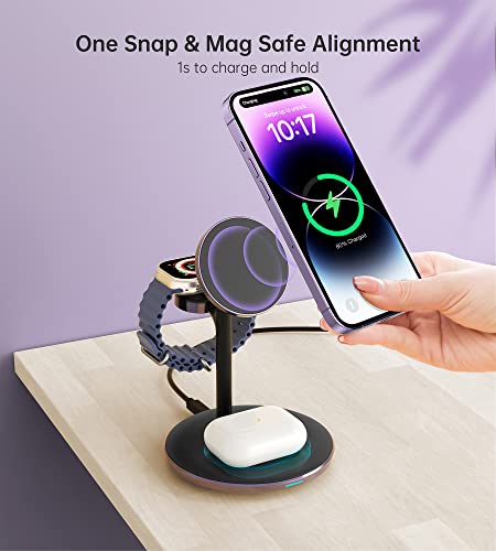 Image of XooFly 3 in 1 Magnetic Wireless Charging Station for Apple Devices,15W