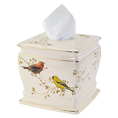 Avanti Linens - Tissue Box Cover, Nature Inspired Bathroom Accessories, Decorative Cover For Bathroom Or Kitchen (Gilded Birds Collection) #TOP1