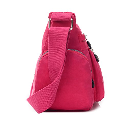 Sac à bandoulière imperméable rose avec multipoches zippées taille S