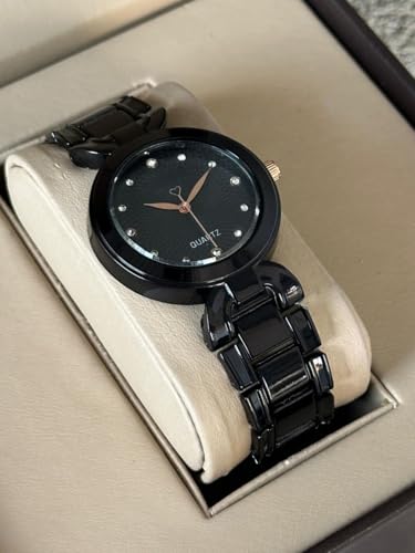 Image of styledose Women Analogue Wrist Watches for Women's & Girls&Ladies Diamond Studded Dial Rosegold Colored Stylish Bracelet Strap