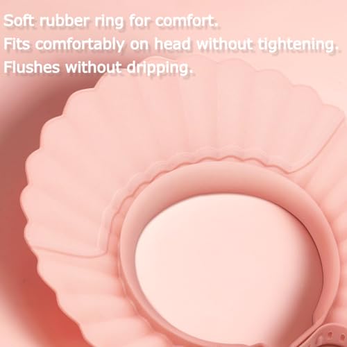 Image of Baby Shower Cap, Pink Bathing Cap Bath Hat Bathing Safe Silicone Protection, Soft Adjustable Visor Hat for Protector Head Eye Ear