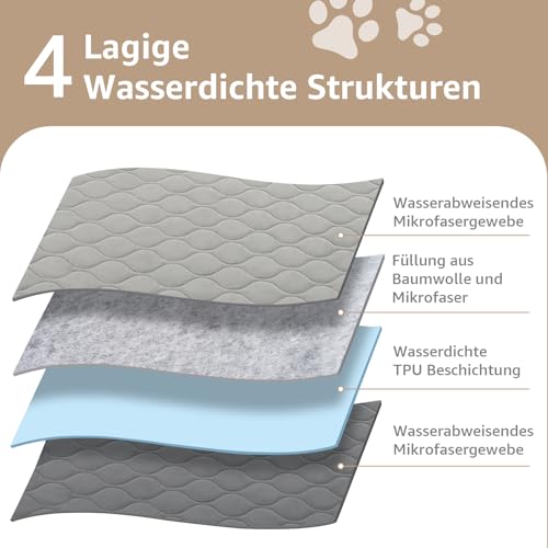 PICK FOR LIFE Hundedecke wasserdichte Waschbare Hunde Decke Wendbare Weiche Welpendecken für Bett Sofa Auto Grau (1 Pack, 97x190cm)