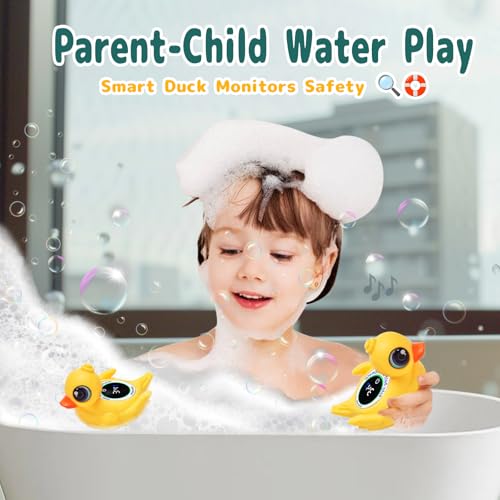 Image of Baby Bathtub Thermometer with LED Display Screen+Cute Duck toy-2-in-1 | Color Coded Alarm (Cold /Comfortable /hot) Bath Temperature Monitor, Adorable Floating Toys for Infants, Essential for Babies