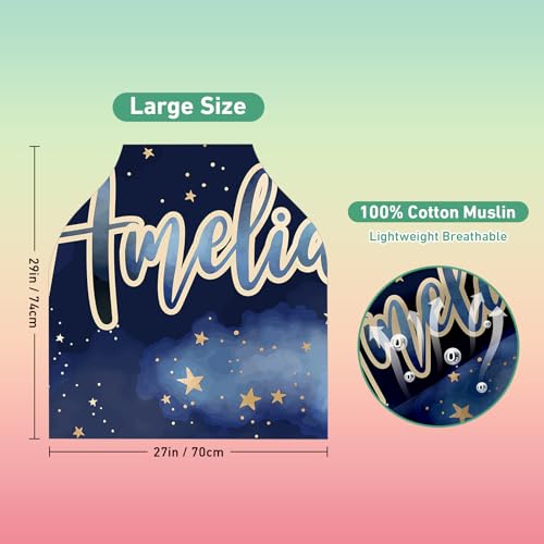 Image of Personalised Car Seat Cover for Babies - Multi-use Carseat Canopy Cover with Name, Dark Blue Star Car Seat Covers, Christmas Birthday Gifts for Infant Boys and Girls