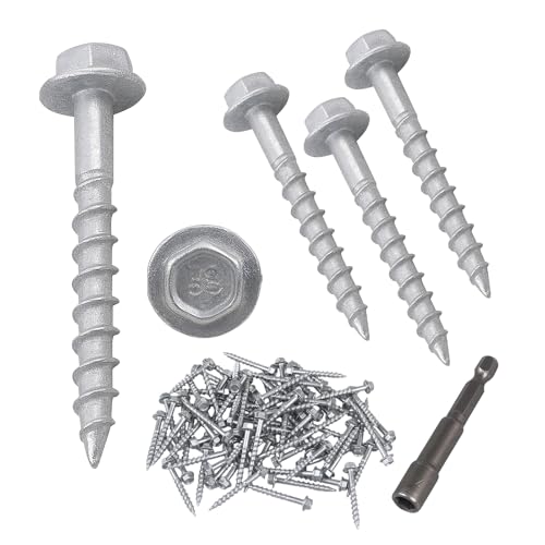 9112R100 Connector Screws #9 x 1-1/2" 1/4" Hex Head Strong-Drive Joist Hanger Screws 0.370" Dia Deck Screw Replacement for 10D Nails with Includes Tool sockets 100-Qty