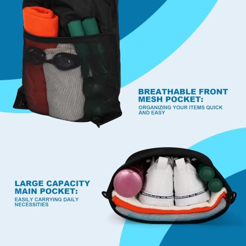 Image of TILYMOL Drawstring Backpack Gym Bag - String Gym Bag for Men & Women, Lightweight Cinch Sports Sackpack for Beach, Travel, Yoga, Swimming, Black