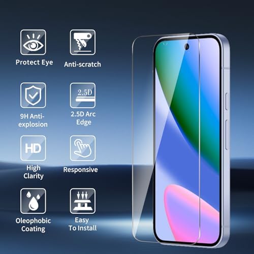 Image of PreCure for Pixel 10 Tempered Glass Screen Protector + Camera Lens Protector [ 2 + 2 Pack ][Fingerprint Unlock] [Anti-Scratch] [Case Friendly] Clear HD Protective Film for Google Pixel 10 5G