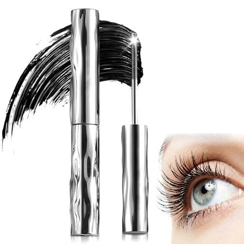 RhiVrillion Mascara de Pestañas Waterproof, Metal Rod Mascara de Pestañas, Rimel Pestañ-as Volumen y Largura, Másca-ra de Pestañ-as Rizadora 3D, Fórmula Ligera sin Grumos, Lifting de Larga Duración