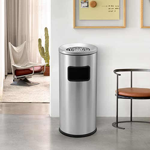 Beamnova Outdoor Trash Can With Lid Stainless Steel Commercial Garbage Enclosure Yard Garage Inside Barrel Industrial Garbage Can Heavy Duty Waste Container, 12.4 * 27 In /31.5 * 68.5Cm #TOP6