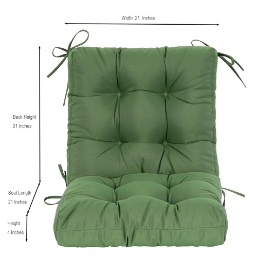 Image of QILLOWAY Outdoor Chair Cushion for Patio Furniture, Waterproof Patio Cushions Set of 4 with Ties, Fade Resistant Replacement Pads for Outdoor Rocking Chairs,Dark Green