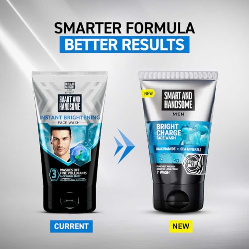 Image of Smart And Handsome Men Bright Charge Face Wash | Brightens Dull Skin | Instant Freshness | 150G | Anti-Pollution | Anti-Dullness | With Niacinamide | Reduces Dark Spots | For All Skin Types