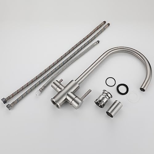 Robinet 3 voies cuisine en acier inoxydable brossé durable - 4