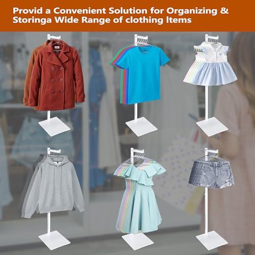 koretech Standing Clothes Rack, 21\" - 36\" Height Adjustable Clothes Hanger Stand, Metal Clothes Rack, Clothing Display Rack, Garment Display Stand for Thrift Shops and Retail Store, White, 1Pack - Thumbnail 5