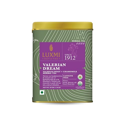 Luxmi Estates - Valerian Dream - Organic Valerian Root Tea for Sleep - Loose Leaf - 50g (25 Cups) | with Valerian Root, Chamomile & Lavender | Perfect Wellness Sleep Tea
