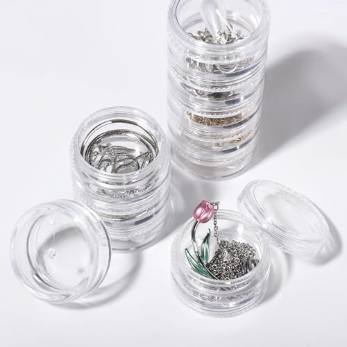 2pack Stackable Cosmetic Jars,7 Layer Clear Plastic Round Storage Jars 5G Multilayer Empty Cosmetic Jewelry Storage Box with Screw Cap Lid4