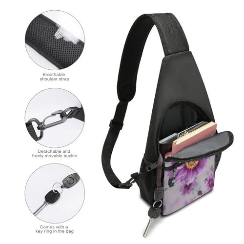 Mochila de hombro blanca con diseño floral para senderismo miniatura 4