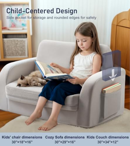 image for little dove 3-in-1 Extra Wide Convertible Kids Couch, Flip Open Toddle