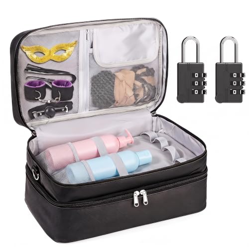 Lockable Sex Toy Storage Bag Lockable Sex Toy Box Adult Toy Gaming Storage Organizer Case – 2-Layer Discreet Toy Bag with Dual Locks, Reusable Storage Box and Toy Bags for Women and Men (Black) by Wifsakong - Used condition - CA$34.91