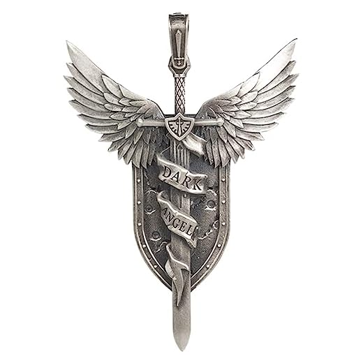 Starforged Lion El'Jonson Warhammer - 40 Karat Dunkler Engel Halskette mit Sterling Silber Anhänger für Männer, Einheitsgröße, Sterling Silber, Ohne Edelstein