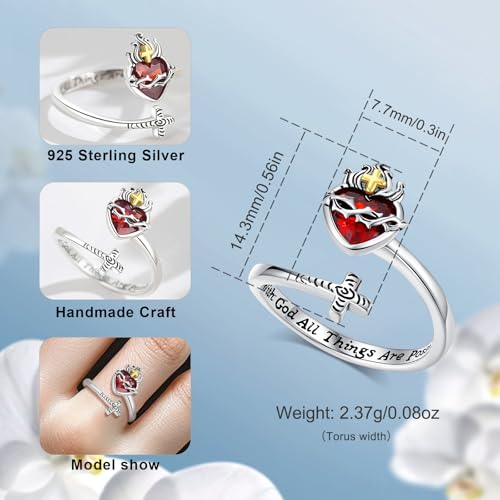 Bague Grenat Pierre de Naissance Janvier et Croix Argent 925