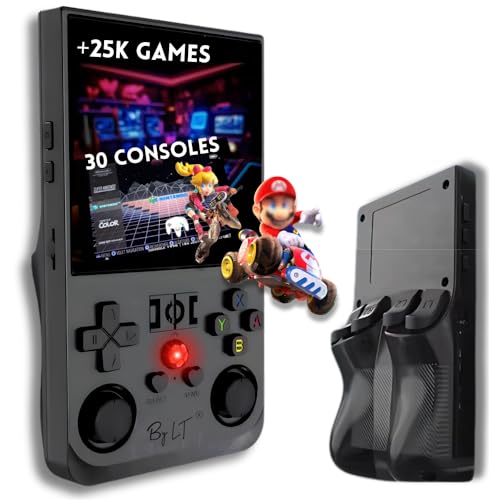 GameBox Max | Console de Jeu Portable +25 000 Jeux-Écran Haute résolution Full HD 4 + mémoire 128 Go Extensible,Licence Linux 2.0,WiFi, Multiplayer + 4 Rear Triggers R1/L1 R2/L2,Prise Jack + Speakers