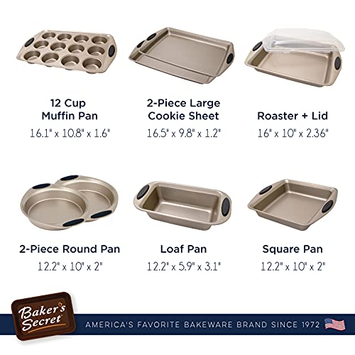 Baker's Secret Bakeware Sets - 9 Pieces Baking Pans Set With Grip - Baking Sheets For Oven Nonstick Set, Wedding Registry Items Baking Dishes For Oven - Heavy Duty Nonstick Pan Set #TOP1