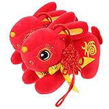 KOMBIUDA 2 Stück kleine Hasenpuppe Zubehör für Babypuppen Figuren Möwe Plüsch kinderzimmerdeko Hasen Kuscheltier Plüsch-Kaninchen-Puppe Kaninchen-Maskottchen-Puppe Polyester rot