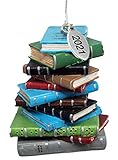 2021 Bookworm Ornament, Library Ornament, Librarian Christmas Ornament or Teacher Gift - Stack of Books