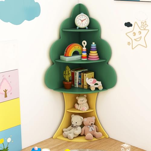 Costzon Tree Bookshelf for Kids, 5-Tier Toddler Montessori Corner Bookcase,