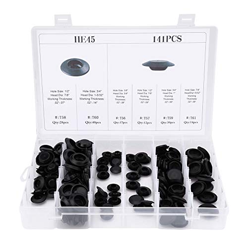 141 Pièces Bouchons de Trou de Montage Encastré, 6 Tailles Assorties de Bouchons de Trou de Montage Encastré de Voiture, Bouchon de Fixation de Trou de Tôle de Carrosserie Automatique