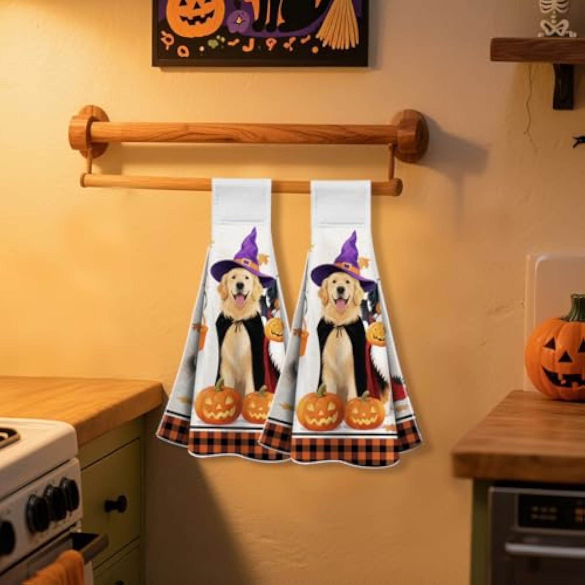Halloween Puppy Hanging Kitchen Towels, Set of 2