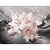 Runa Art Fototapete Blumen Lilien Modern Vlies Wohnzimmer Schlafzimmer Flur - made in Germany - Schwarz Rosa 9434010b